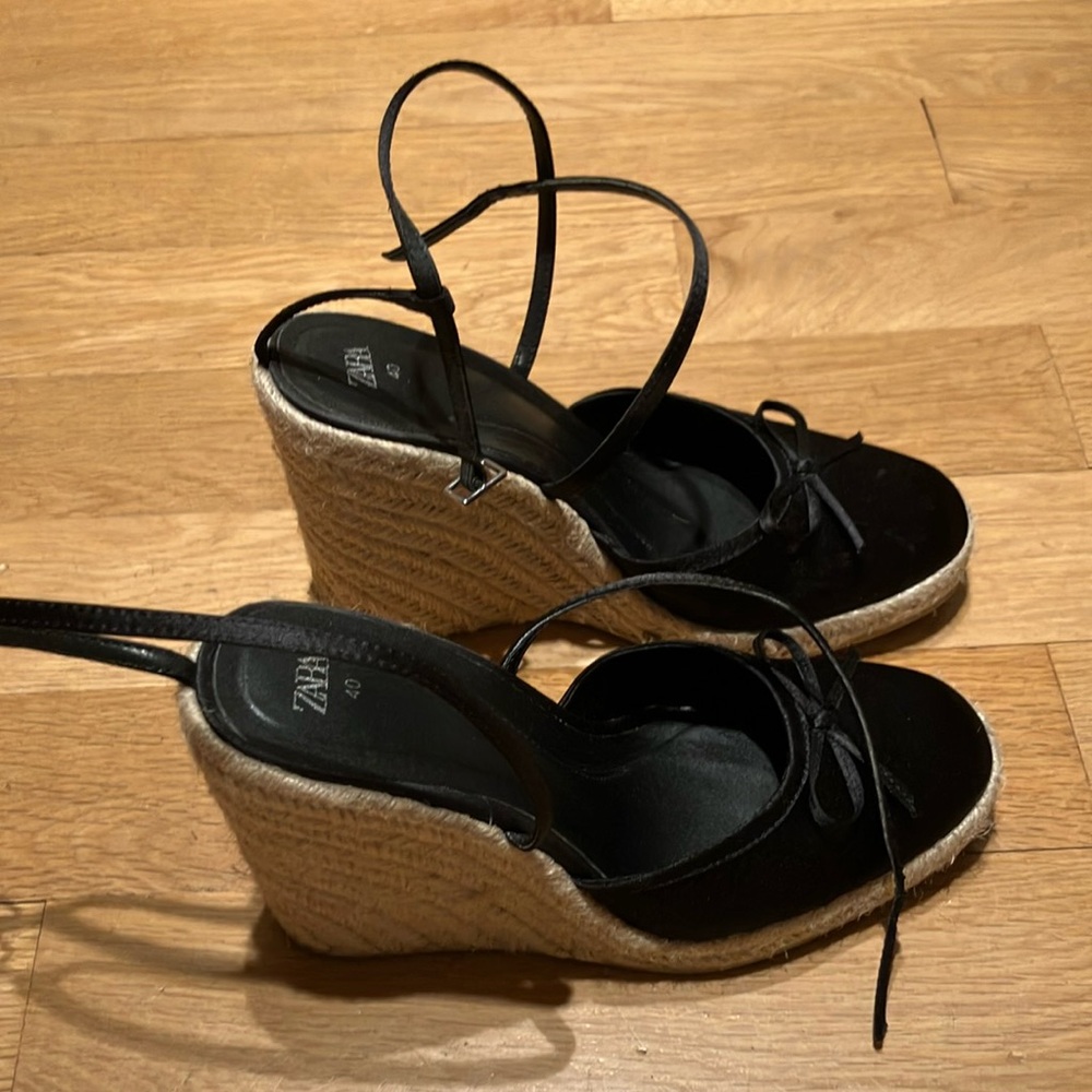 Zara Black Espadrille Wedges